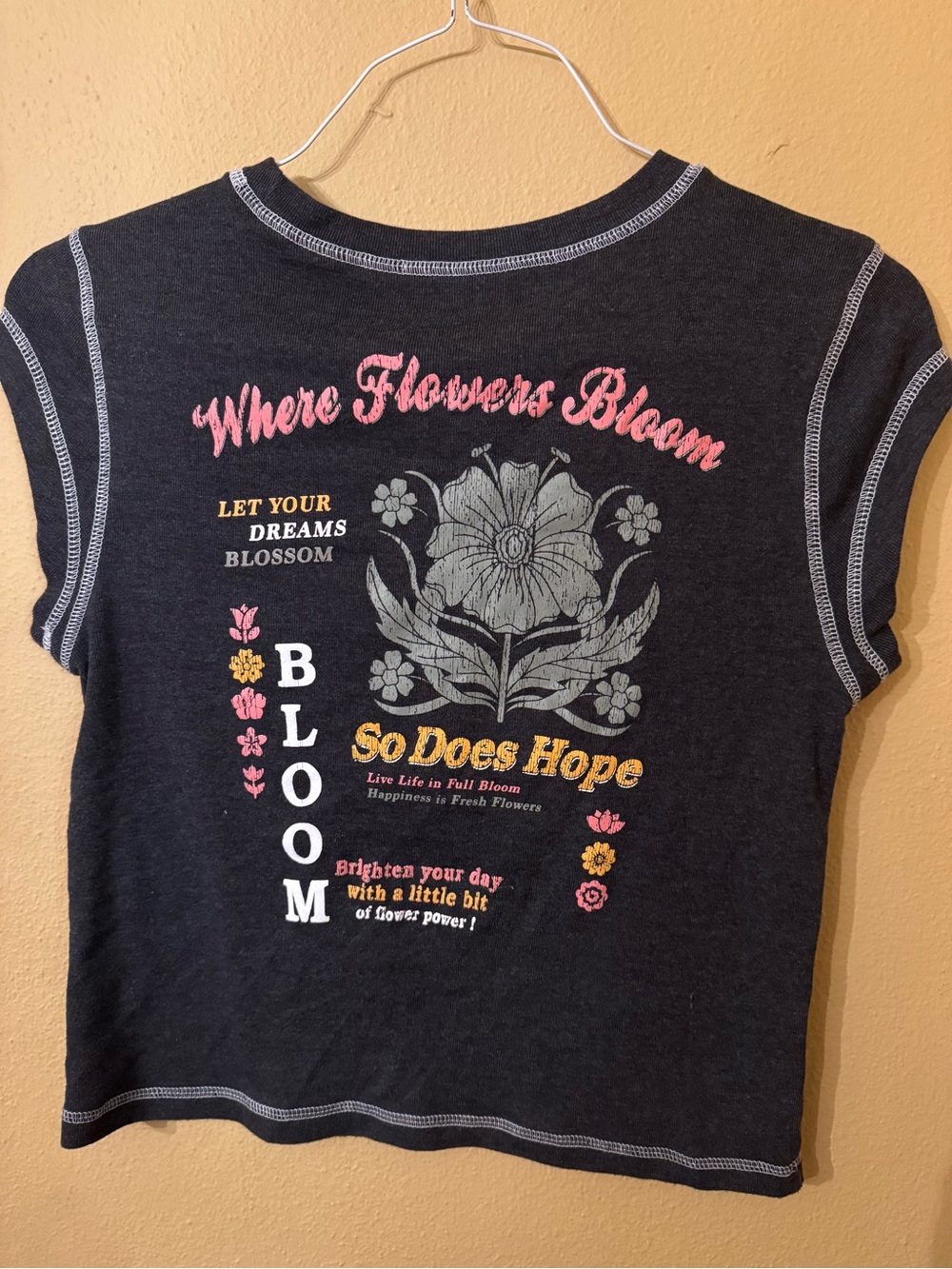 Where Flowers Bloom Graphic Tee - Black with Pink & Yellow Accents